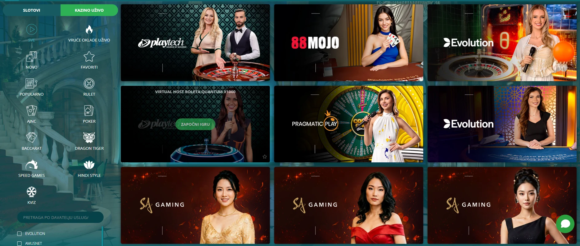 22Bet casino kazino uživo