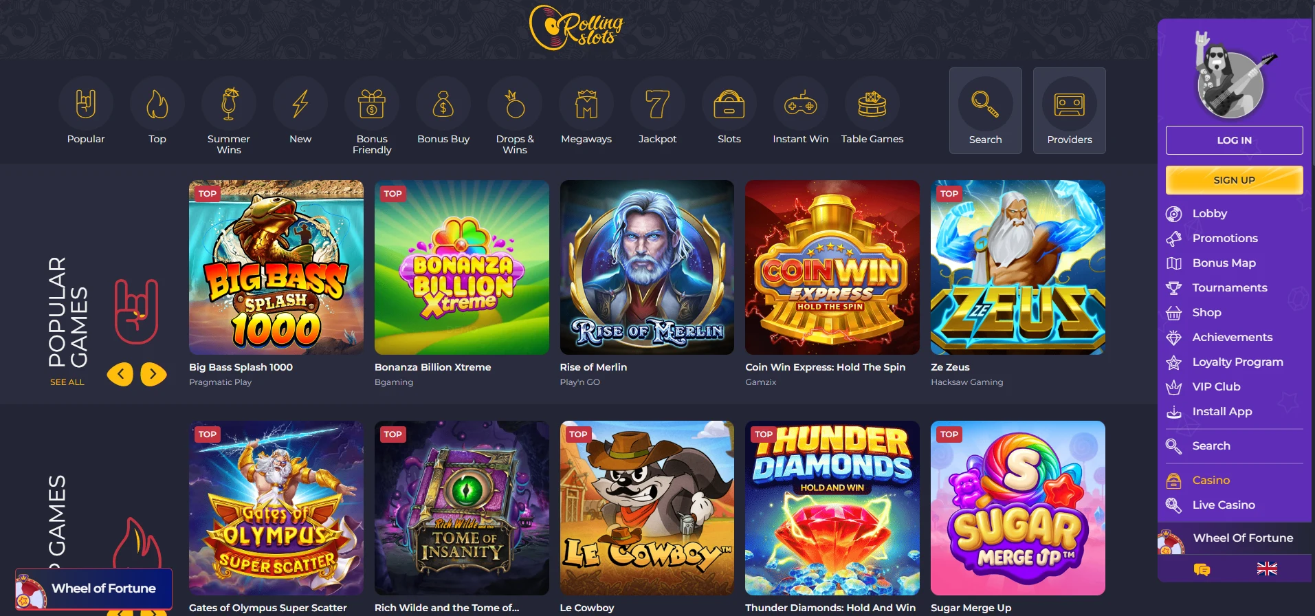 Rolling Slots casino popularne igre