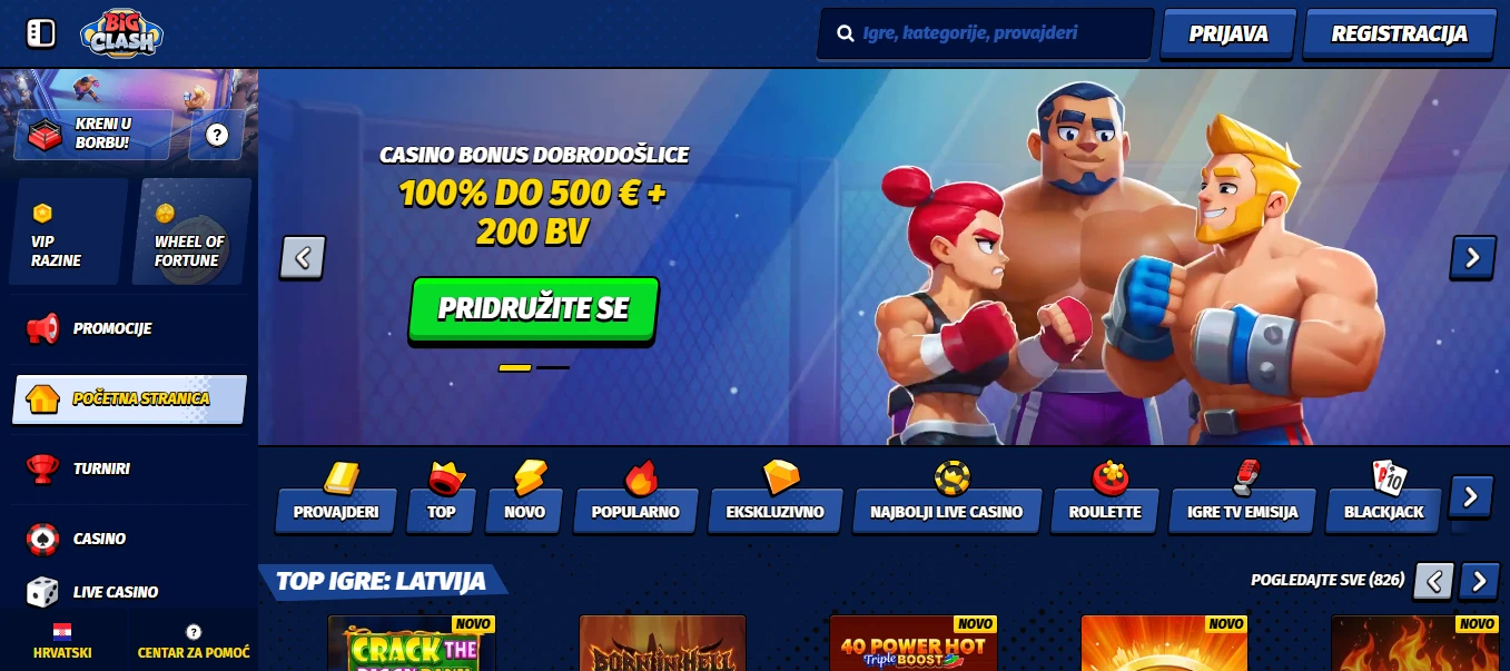 BigClash casino landing stranica