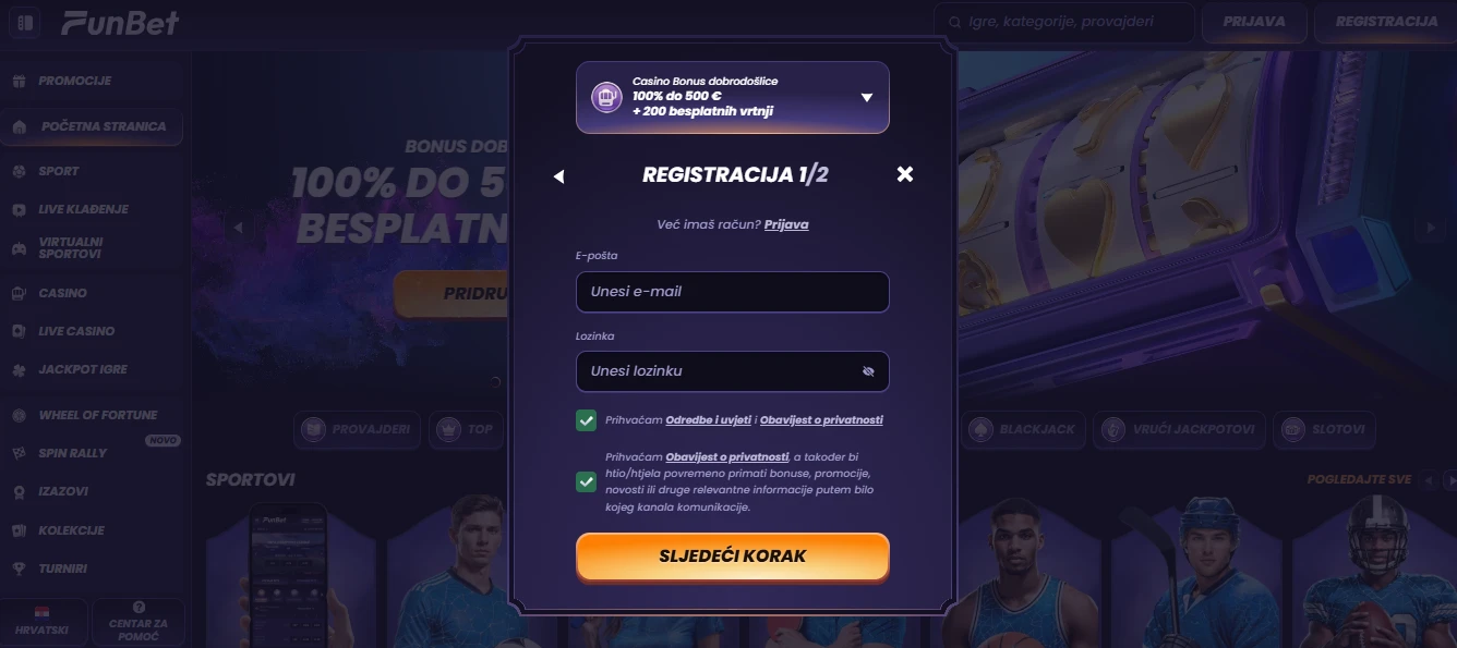 Funbet casino stranica registracija
