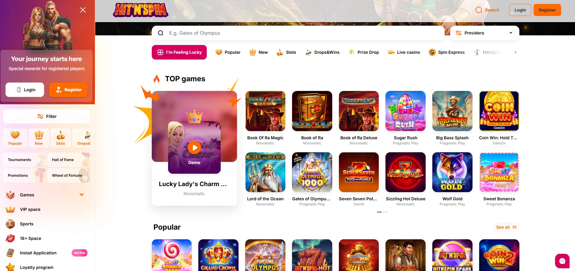 HitNSpin casino popularne igre