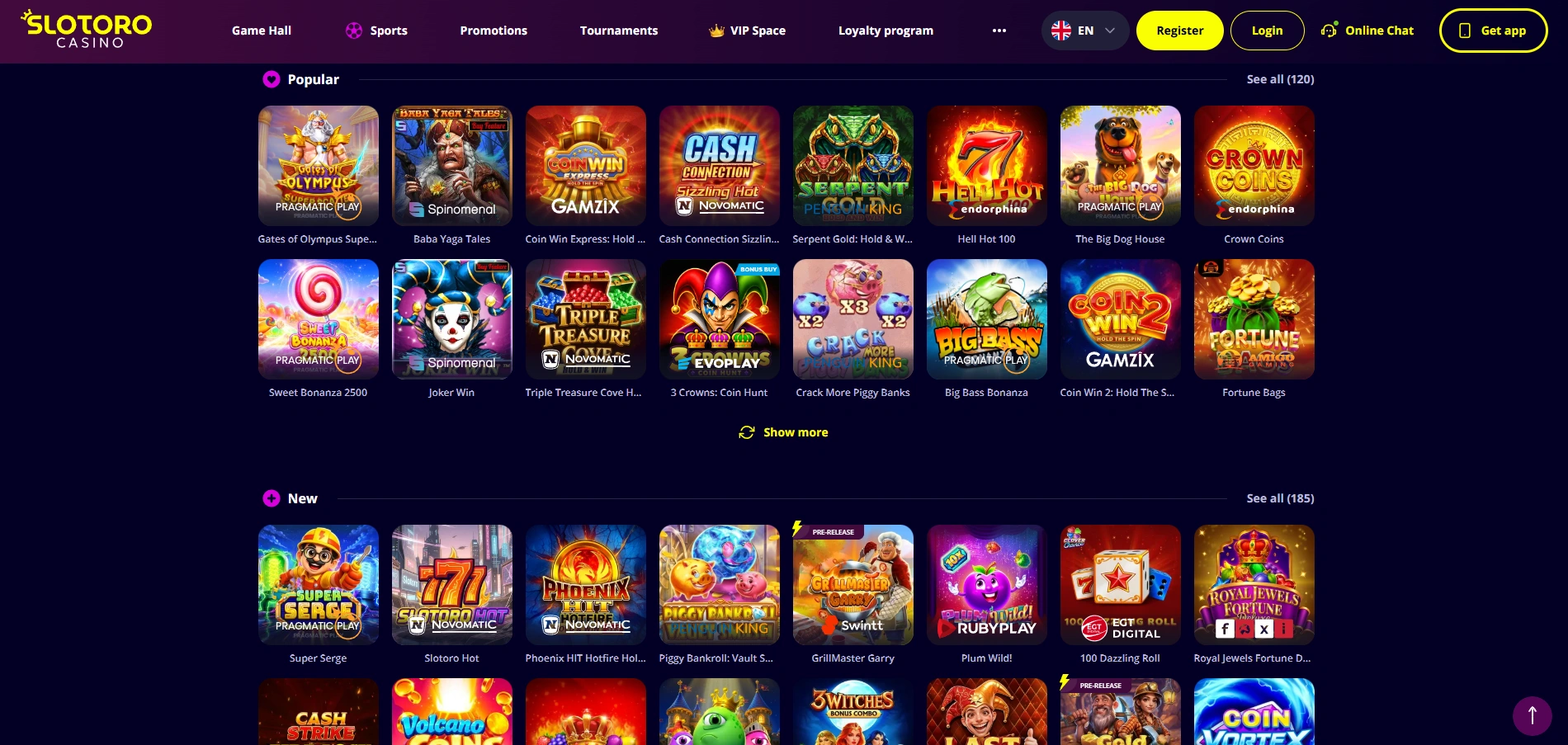 Slotoro casino popularne igre