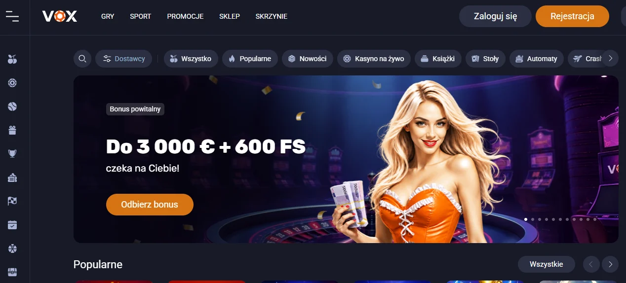 Vox Casino casino landing stranica
