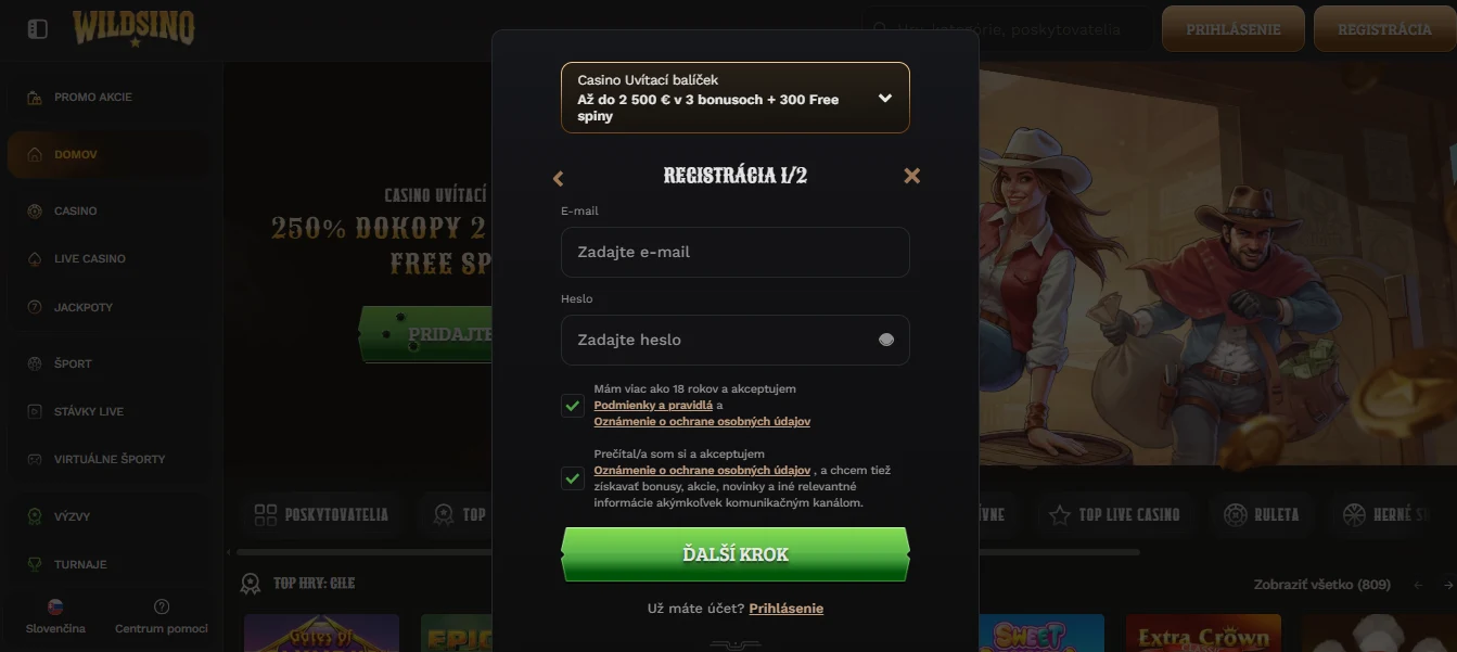 Wildsino casino stranica registracija